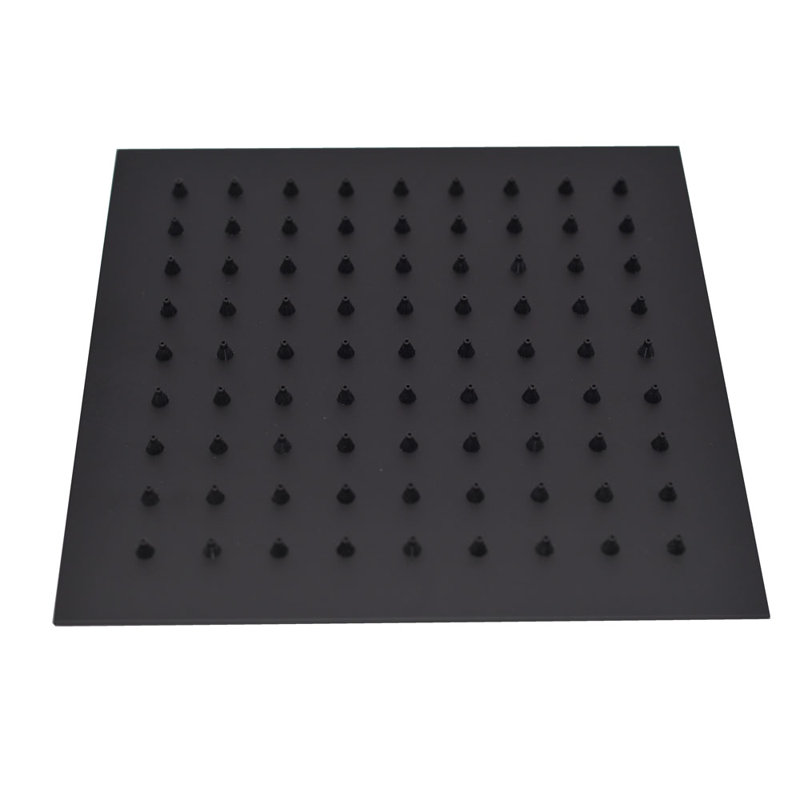 12" Square Thin High Pressure Rainfall Shower Head, Matte Black