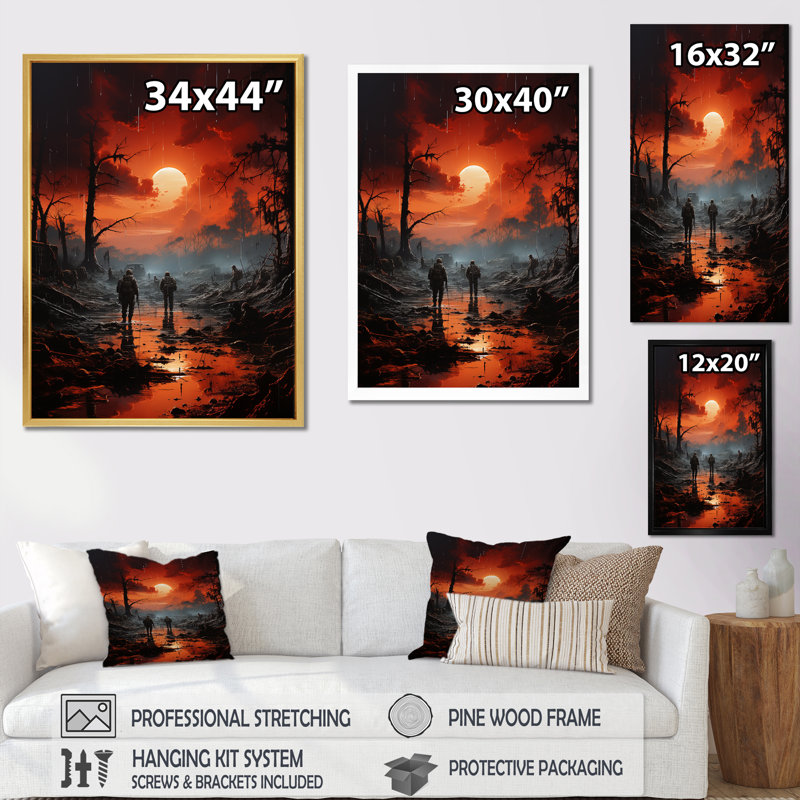 Abstrait champ de bataille militaire, Toile tendue, H 20 po x l 12 po x P 1 po