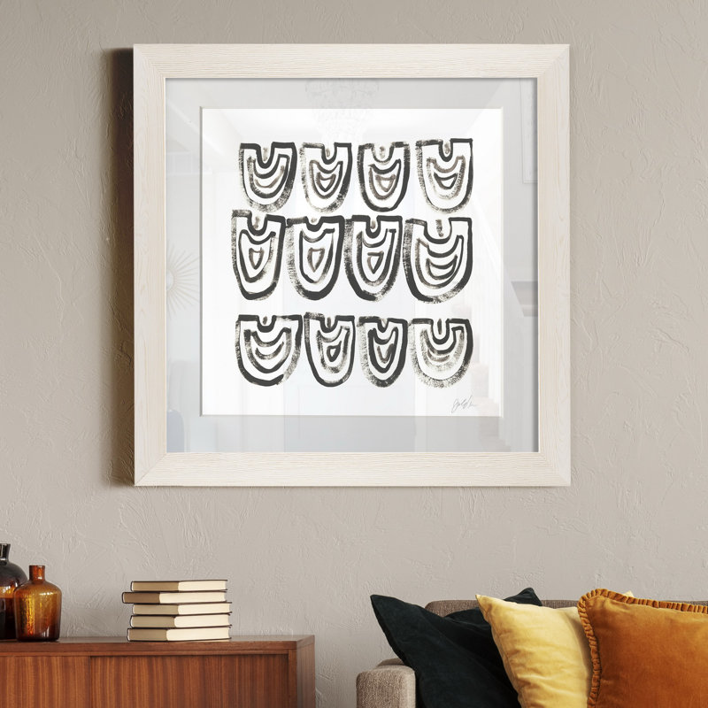 Mixed signaux VIII-reproduction d’art sur papier encadrée, H 35,5 po x l 35,5 po x P 1,5 po, Cadre blanc