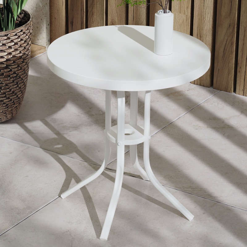 Table de bout en acier Ebern Designs, Blanc, H 18,1 po x L 16,9 po x l 16,9 po