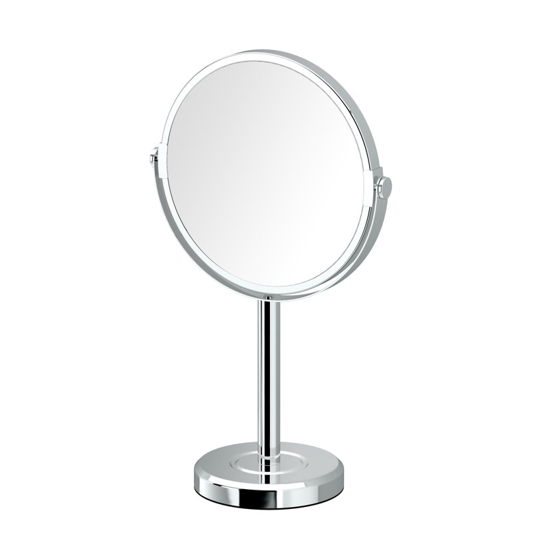 Latitude II Bathroom Tabletop Mirror |Double Sided 3x Magnification Make-Up Mirror, Rotates 360 Degrees, Chrome