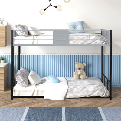 Metal Twin over Twin Bunk Bed with Vent Board/ Heavy-duty Sturdy Metal/ Noise Reduced/ Safety Guardrail/ CPC Certified