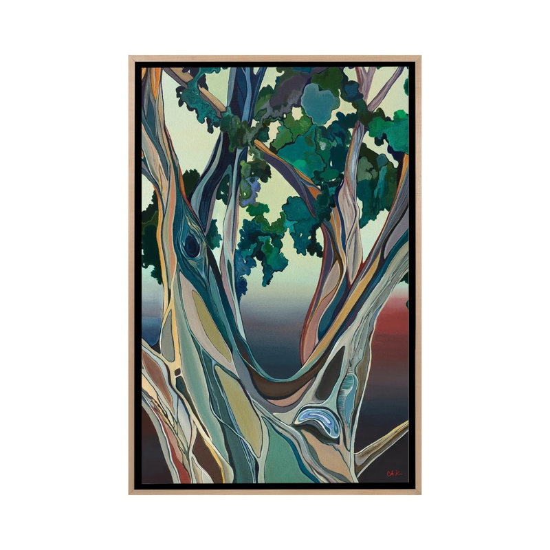 Grand arbre à Honolulu_1PC6, Cadre flottant en bois naturel, H 26 po x l 18 po