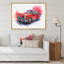 Voiture rouge à l'ancienne - peinture sur toile-67440268-67440273