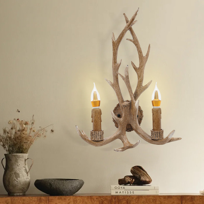 Applique murale applique murale rétro en bois de cerf en résine rétro