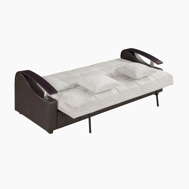 88 " Chenille and Faux Leather Sleeper Sofa
