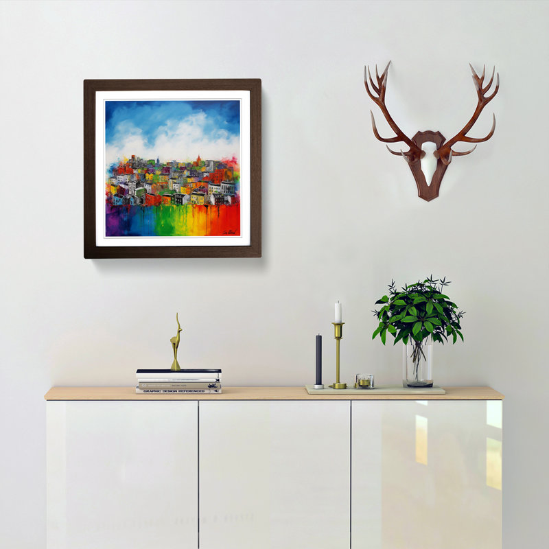 City Of Cardiff Color Field No.4 - Single Picture Frame Print on Wood, Walnut