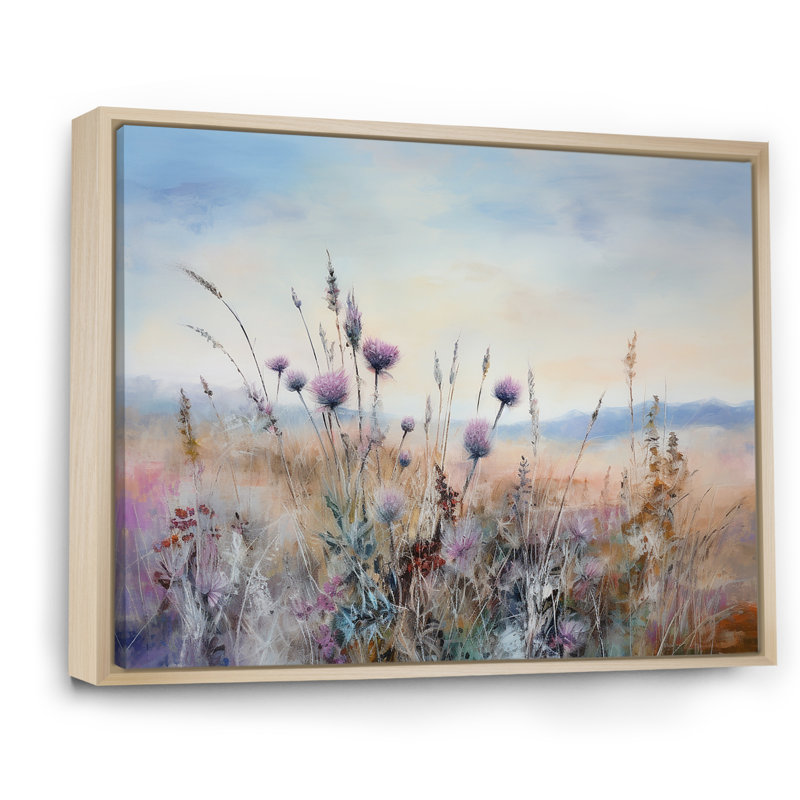 «Mauve chardon champ», impression sur toile, Cadre naturel flottant, H 24 po x l 32 po x P 1 po