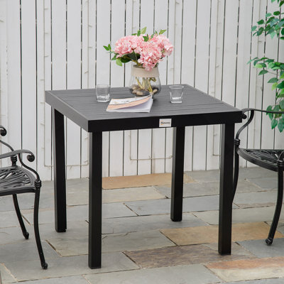 Outsunny Outdoor Dining Table For 4 Person, Square, Aluminum Metal Legs For Garden, Lawn, Patio