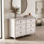 Commode double Aleana 46,2 po L, pieds fuselés en bois massif, 6 tiroirs-1635057369