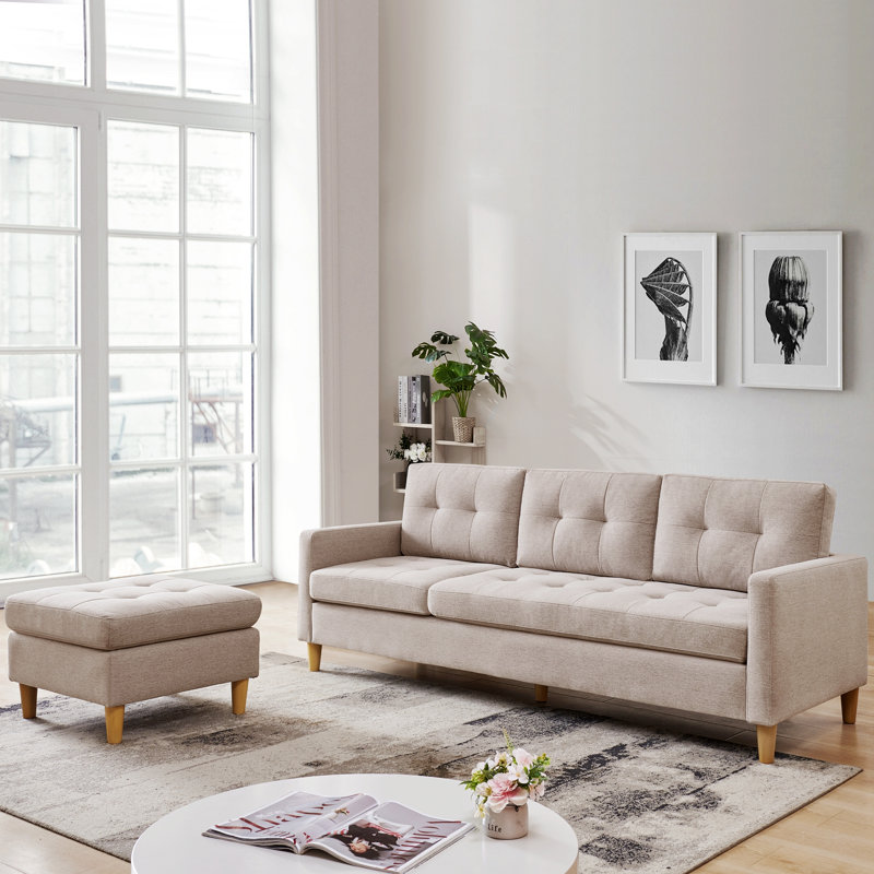 Canapé modulaire 2 pièces Matisha, 100 % polyester beige