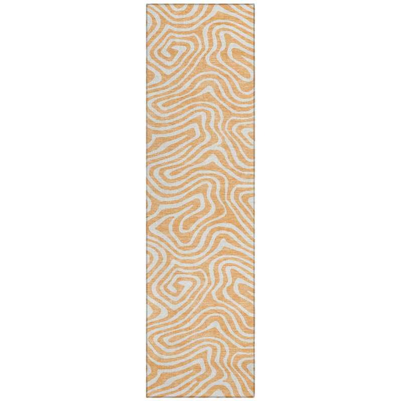Evalora Orange Washable Indoor-Outdoor Rug - , 2'3" x 7'6"