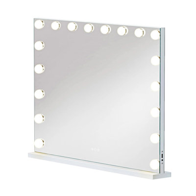 Miroir de maquillage lumineux à chargement par USB avec 18 ampoules à DEL à intensité variable