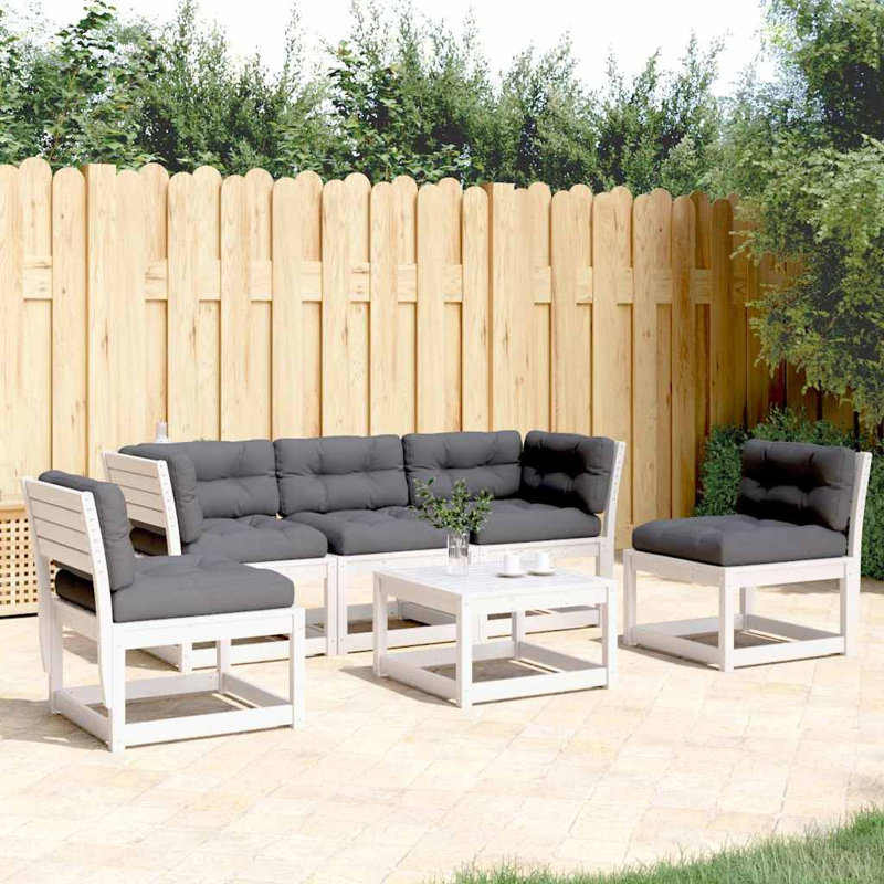 209.5cm Wide Patio Sofa, Gray, White