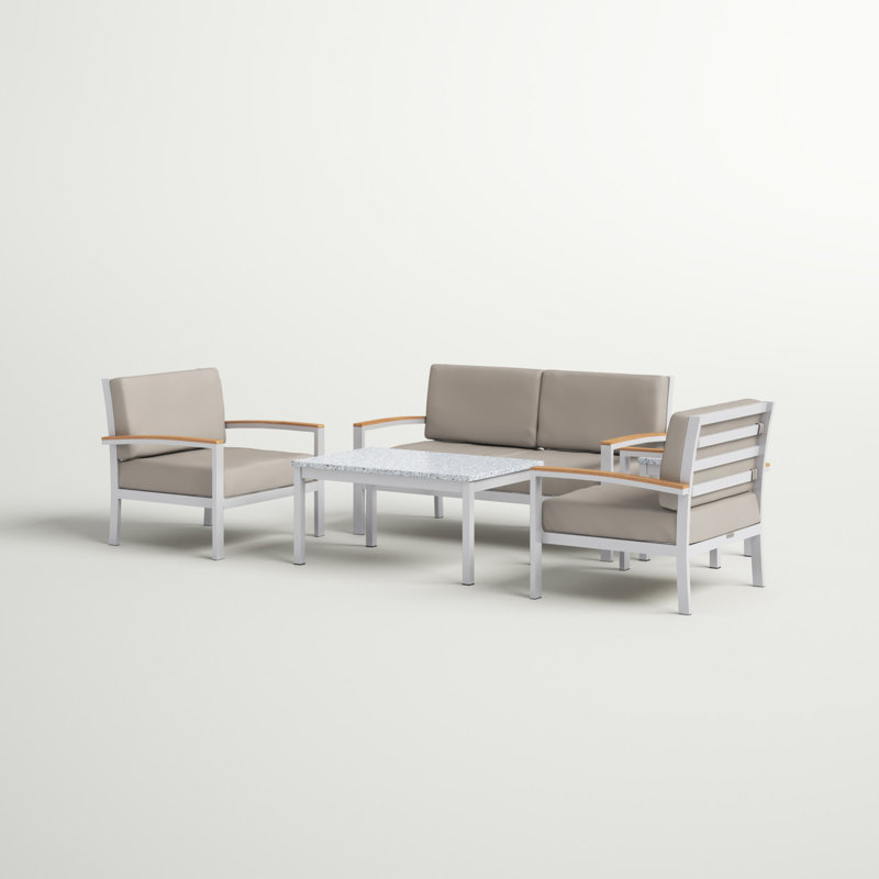Travira Outdoor 5 - Piece Conversation Set, Stone, Ash