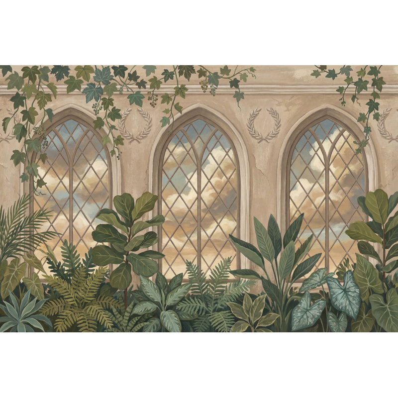 Décoration murale amovible pour jardin intérieur Cloudy Sky, 140 po x 108 po, Peler et coller
