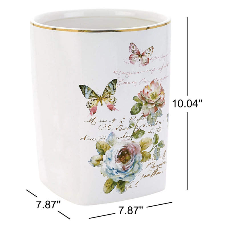 Butterfly Garden Bath Waste Basket