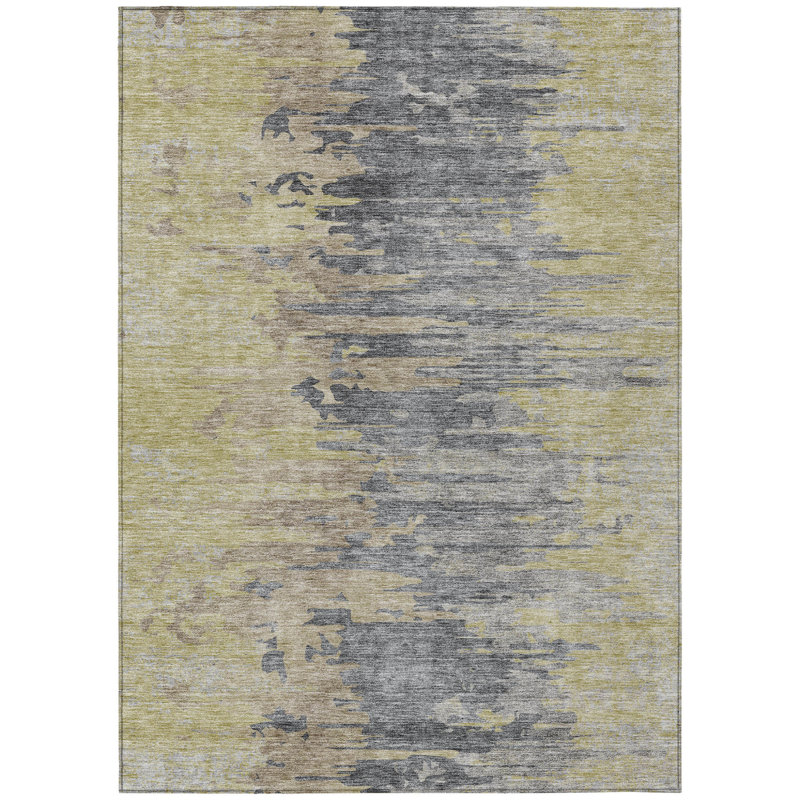 Tapis extérieur lavable abstrait argenté 10 pi x 14 pi étain