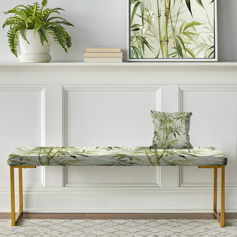 Reckhow - Banc rembourré tropical doré, Motif tropical de bambou zen IV