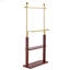 Portemanteau en acier inoxydable doré doré, portemanteau en bois massif de couleur noyer, hauteur de 68,9 pouces avec cloison en bois massif