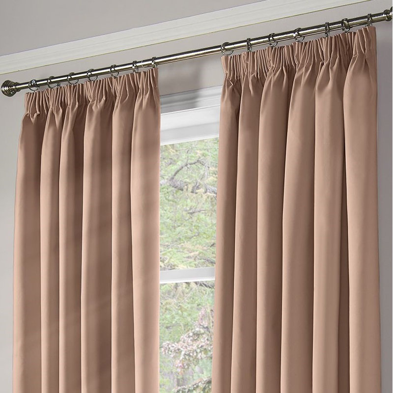 Beauvallon Blackout Thermal Pencil Pleat Curtains, Pink, 104 W x 137 D cm