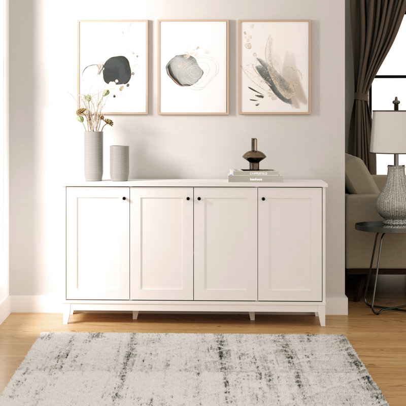 White Pine 4-Door Freestanding Accent Cabinet with Adjustable Shelves