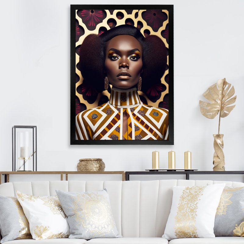 «Avant-Garde Elegant African Woman V», reproduction sur toile, H 20 po x l 12 po x P 1 po