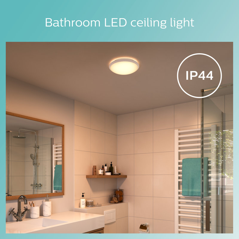 Philips LED Doris Ceiling Light 27K 17W IP44 (Single Pack), Nickel