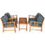Ensemble de conversation de patio pour 4 personnes en bois d'acacia avec coussins Aisling-1311755345