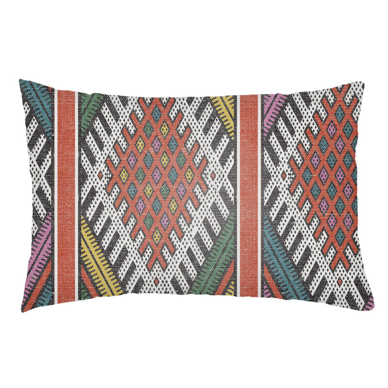Lolita Pratt Indoor/Outdoor Lumbar Pillow, Poppy Red/Fuchsia