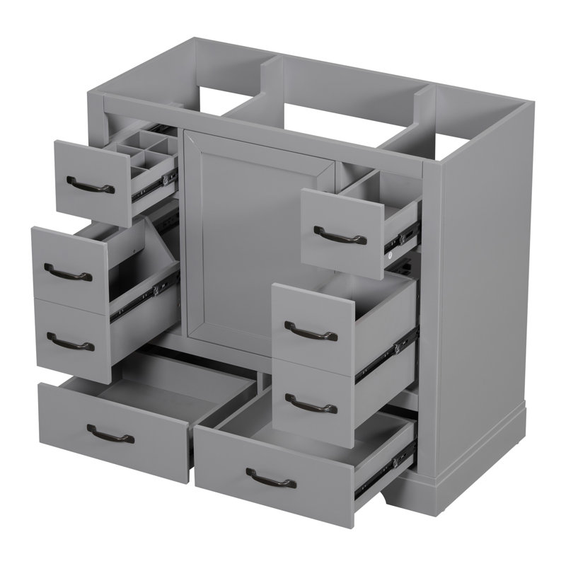 Meuble-lavabo 36 po sans lavabo, Gris, Noir