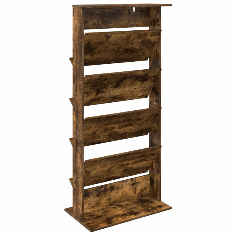 Wood Free Standing Magazine Rack, Smoked Oak