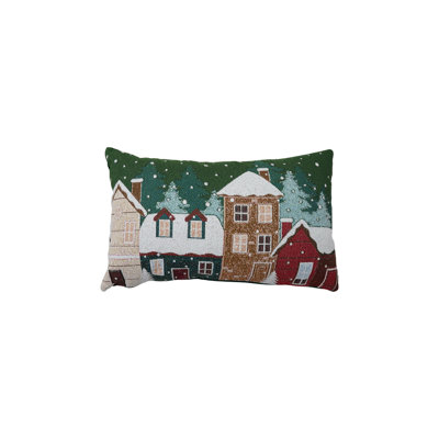 Fabric Pillow W Embroidered Scene