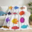 Clear Ultra Soft Flannel Fleece Throw Blanket,Isolated River Fish Set Single-Sided Print-131510512