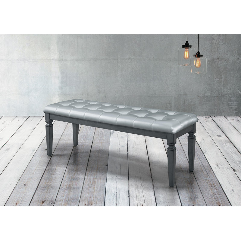Waldon Faux Leather Upholstered Bench, Black