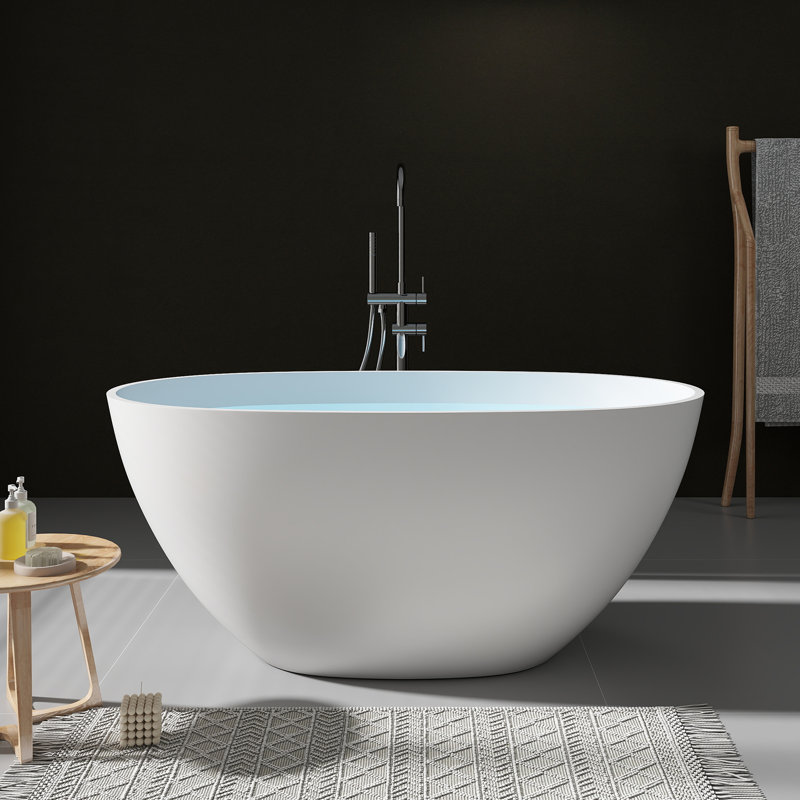 51"×27" Freestanding Soaking Tub Solid Surface Bathtub