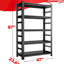 Support de rangement en métal à cinq couches de 87 po pour garages, grandes surfaces, tablettes réglables, surface rouillée, garde-corps latéraux, assemblage simple noir avec garde-corps Espace de vie principal, couche, facile