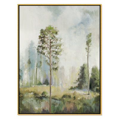Teton Tall Green Trees I by Teton Pearce - Floater Frame Print on Canvas