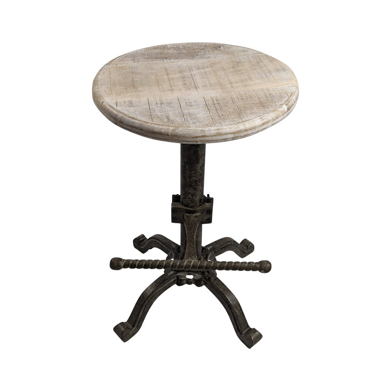 Tabouret pivotant à hauteur réglable Pitzer, Bois flotté naturel / fer vieilli