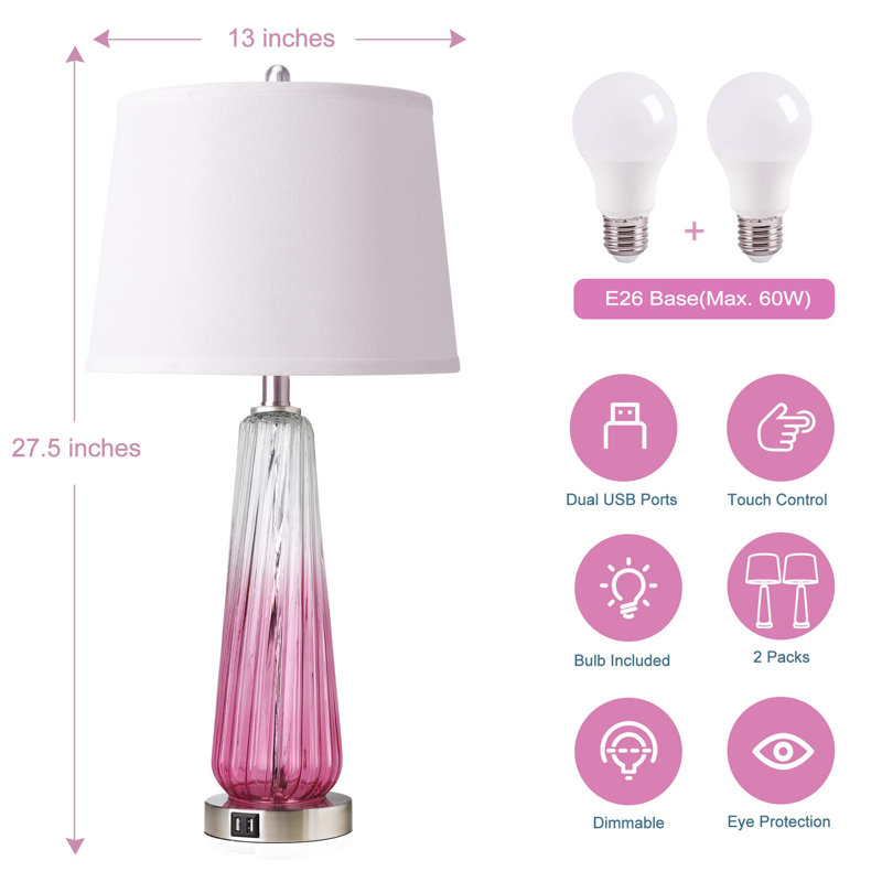 Armetha USB Table Lamp, Pink