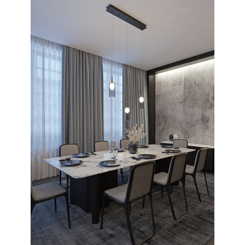 Luminaire suspendu linéaire 3 lumières Jakkson - 120V - 45W - 3000K - Noir