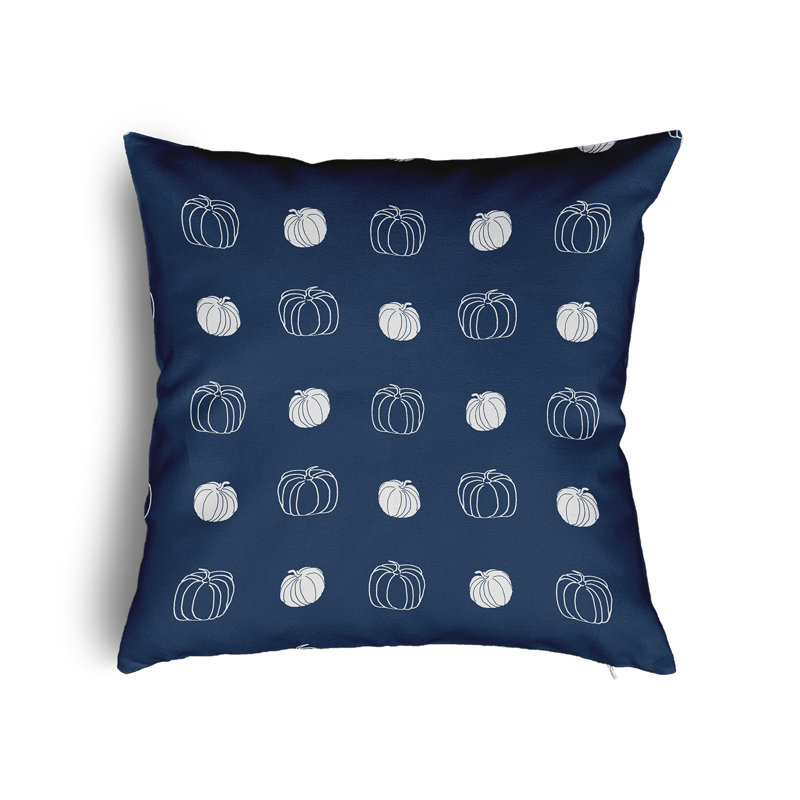 Pumpkin Pattern Accent Pillow with Insert, 26"H x 26"W, Navy