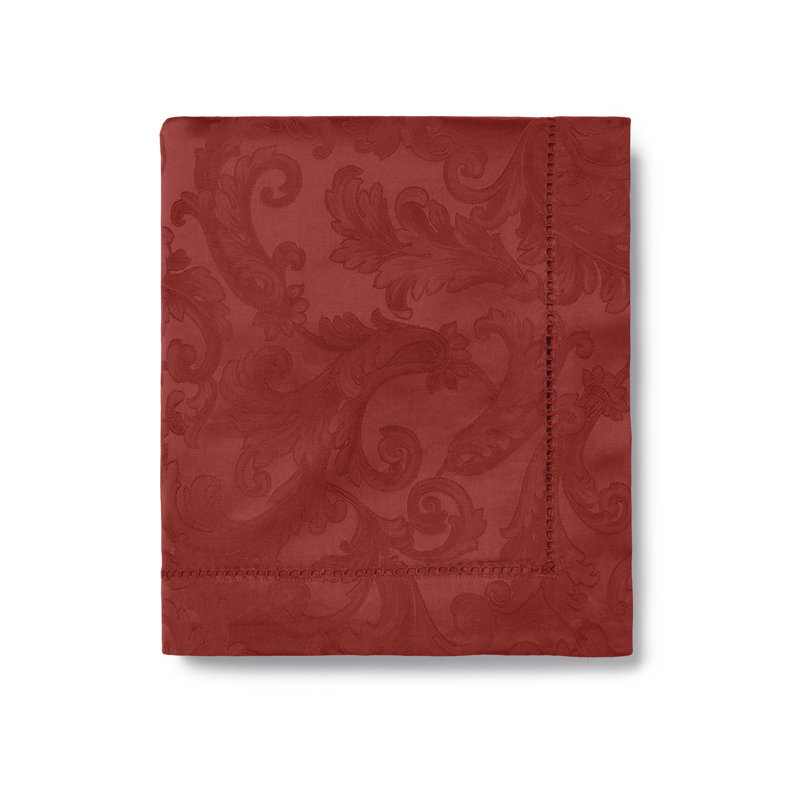 Acanthus Handmade Floral Table Runnner, 108" L x 15" W, Garnet