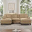 Canapé polyvalent en chenille avec accoudoirs évasés et repose-pieds mobile parfaits pour les espaces de vie modernes et élégants-862509667-862509664-862509668