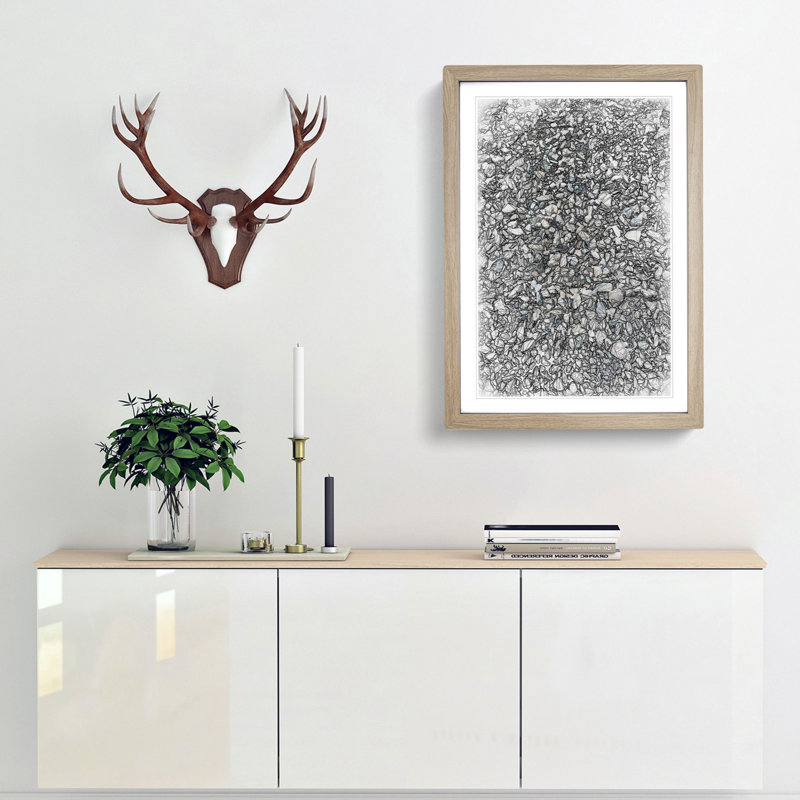 One Thousand Pebbles in Abstract - Picture Frame Graphic Art Print, 48cm H x 36cm W x 2cm D, Oak Framed