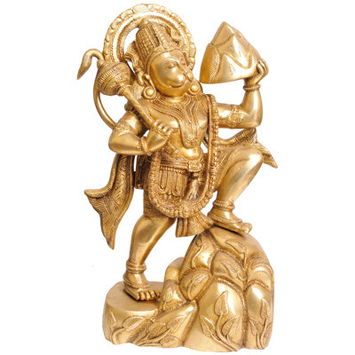 Handmade Brass Mahabali Hanuman Statue - 16 Inch Heroic Devotee for Spiritual Home Altars, Protection, and Inspirational Decor