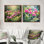 Hortensias tropicaux dans la forêt de fougères I - art mural hortensia - décoration murale traditionnelle 2 pièces
