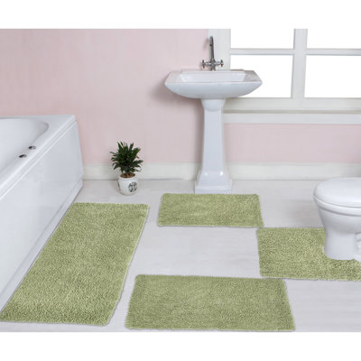 Tapis de bain 100% coton lavable à la machine Fantasia (ensemble de 4)