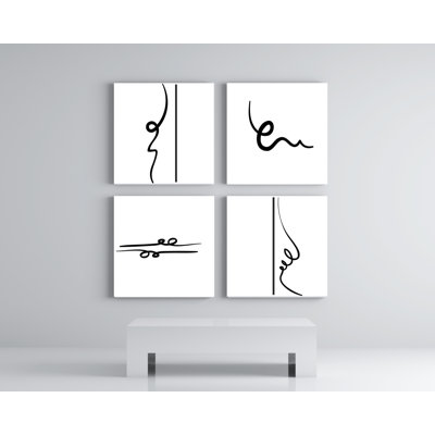 Lines 4 Piece Wrapped Canvas Wall Art
