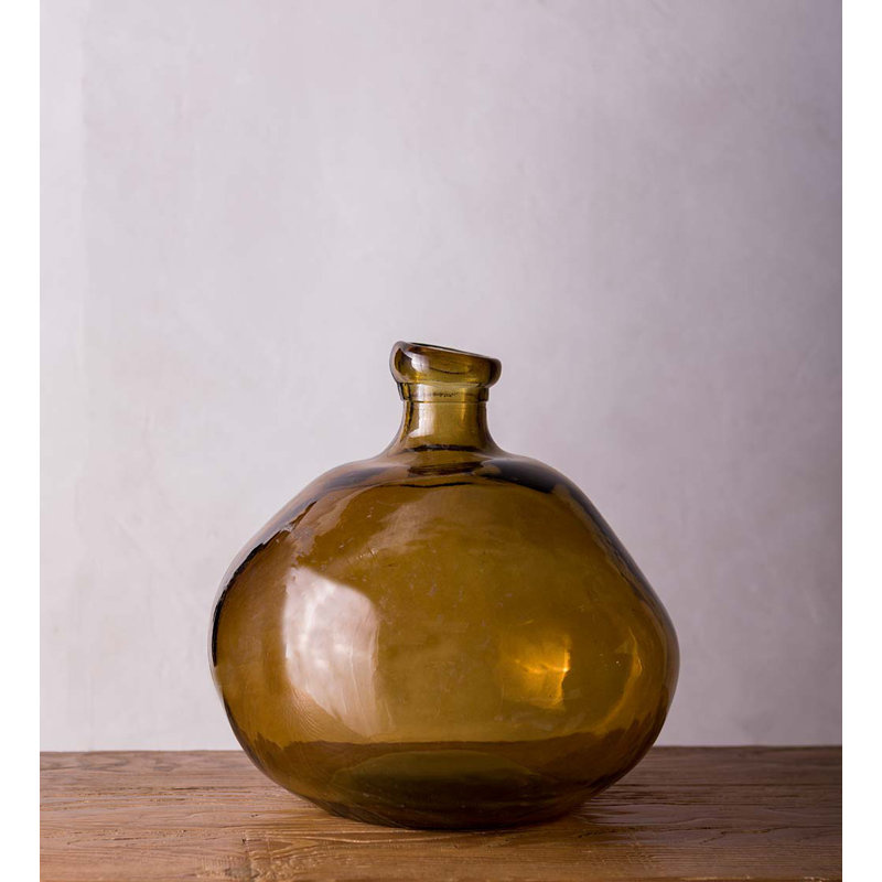 Byxbee Handmade Glass Table Vase, Mocha, 12.99" H x 12.99" W x 12.99" D
